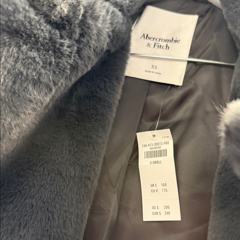 Abercrombie Dark Gray Faux Fur Coat - Picture 2 of 4